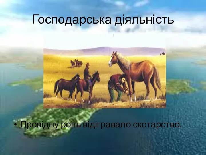 Господарська діяльність Провідну роль відігравало скотарство.