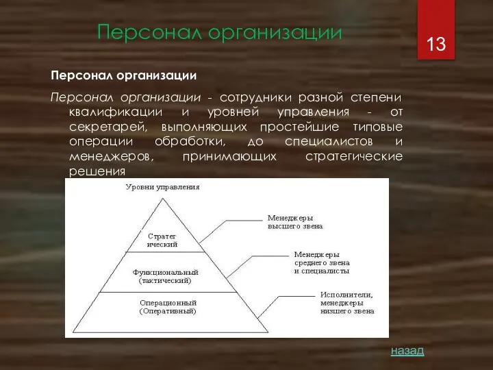 Персонал организации Персонал организации Персонал организации - сотрудники разной степени квалификации и