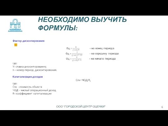 НЕОБХОДИМО ВЫУЧИТЬ ФОРМУЛЫ: ООО "ГОРОДСКОЙ ЦЕНТР ОЦЕНКИ"