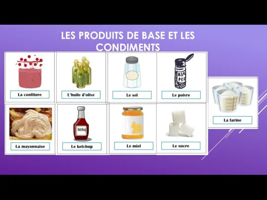 LES PRODUITS DE BASE ET LES CONDIMENTS