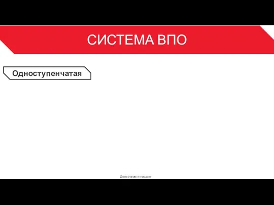 СИСТЕМА ВПО Департамент продаж 3 Одноступенчатая