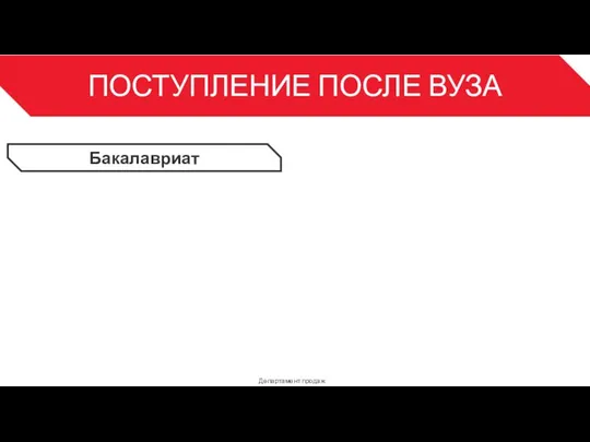 ПОСТУПЛЕНИЕ ПОСЛЕ ВУЗА Департамент продаж 3 Бакалавриат