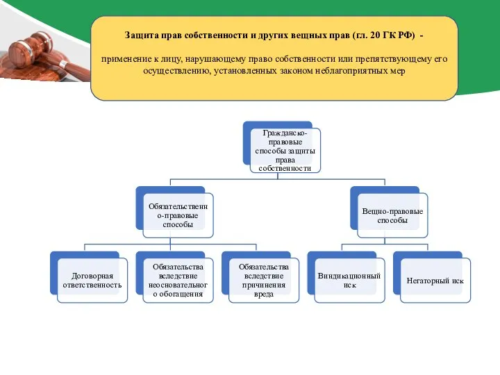 Защита прав собственности и других вещных прав (гл. 20 ГК РФ) -