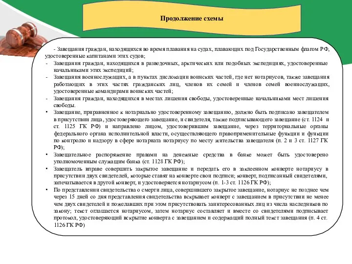 Продолжение схемы - Завещания граждан, находящихся во время плавания на судах, плавающих