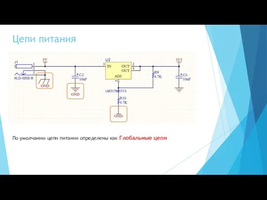 Цепи питания По умолчанию цепи питания определены как Глобальные цепи