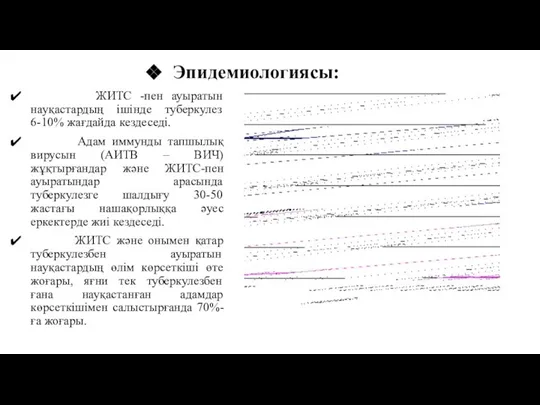 Эпидемиологиясы: ЖИТС -пен ауыратын науқастардың ішінде туберкулез 6-10% жағдайда кездеседі. Адам иммунды