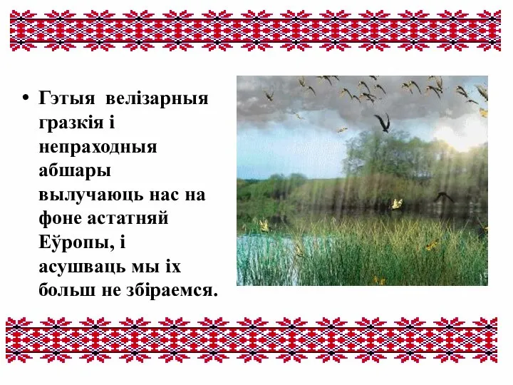 Гэтыя велізарныя гразкія і непраходныя абшары вылучаюць нас на фоне астатняй Еўропы,