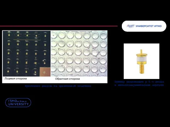 Пример реализации p-i-n-диода в металлокерамическом корпусе Кристаллы диодов на кремниевой пластине
