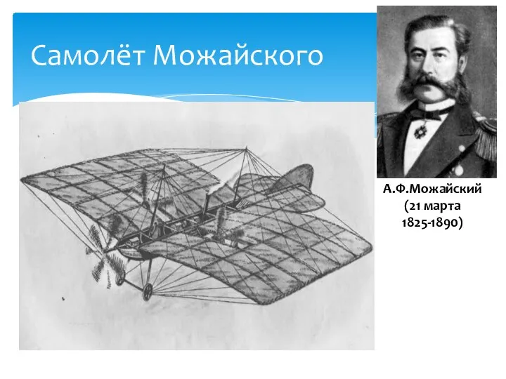 Самолёт Можайского А.Ф.Можайский (21 марта 1825-1890)