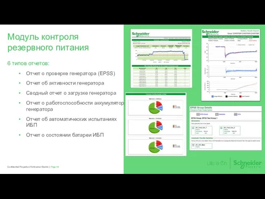 6 типов отчетов: Отчет о проверке генератора (EPSS) Отчет об активности генератора