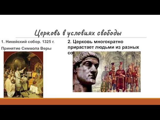 Церковь в условиях свободы 1. Никейский собор. 1325 г. Принятие Символа Веры