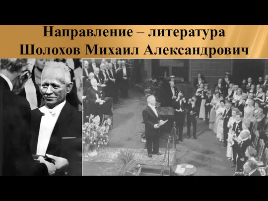 Направление – литература Шолохов Михаил Александрович Награжден в 1965г. «за художественную силу