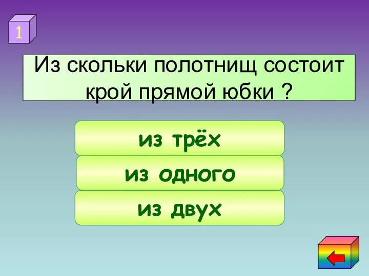 из двух из одного из трёх 1 Из скольки полотнищ состоит крой прямой юбки ?