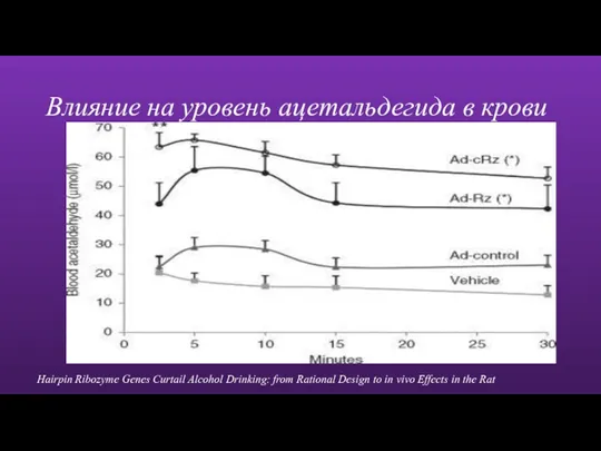 Влияние на уровень ацетальдегида в крови Hairpin Ribozyme Genes Curtail Alcohol Drinking: