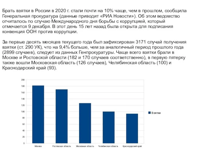 Брать взятки в России в 2020 г. стали почти на 10% чаще,