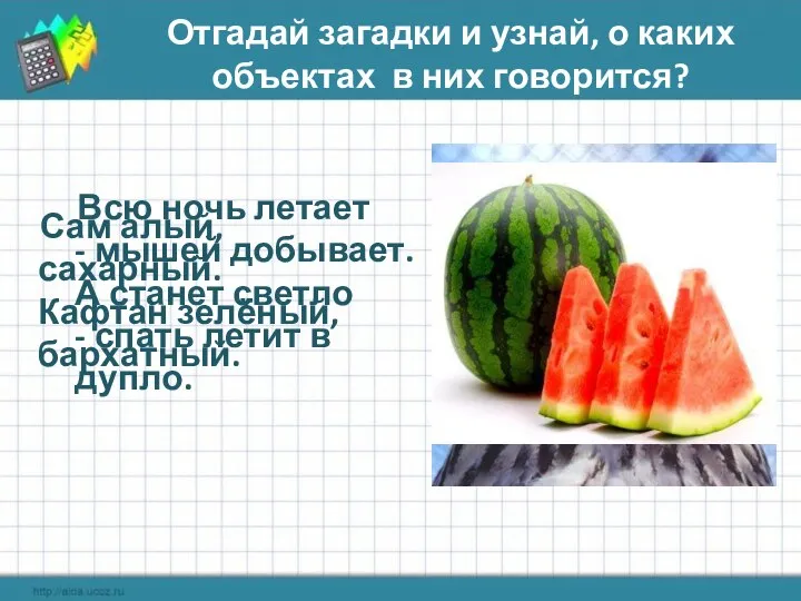 Отгадай загадки и узнай, о каких объектах в них говорится? Всю ночь