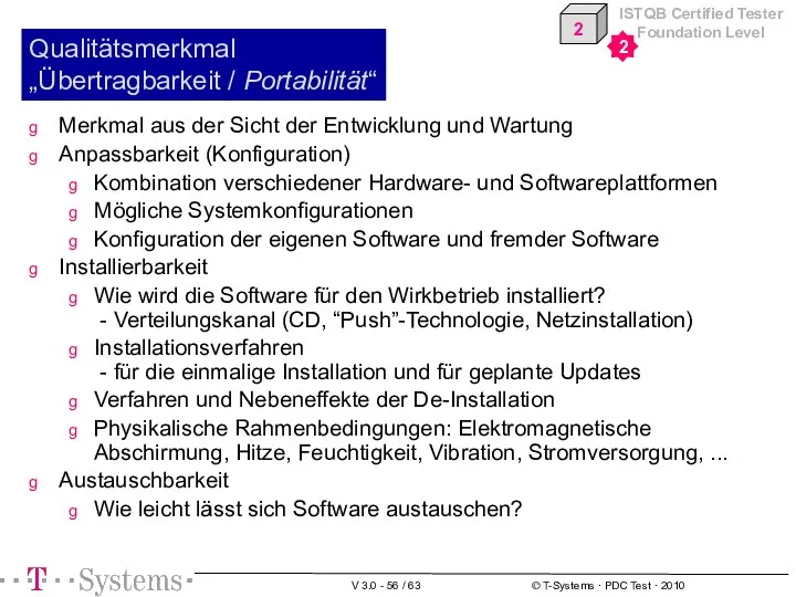 Qualitätsmerkmal „Übertragbarkeit / Portabilität“ Merkmal aus der Sicht der Entwicklung und Wartung