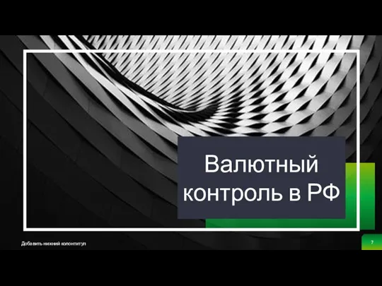 ЗАГОЛОВОК: Валютный контроль в РФ Добавить нижний колонтитул