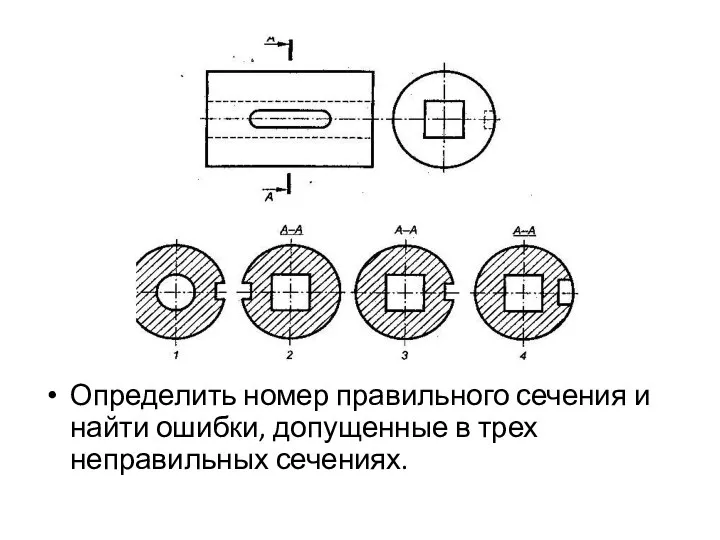 Определить номер правильного сечения и найти ошибки, допущенные в трех неправильных сечениях.