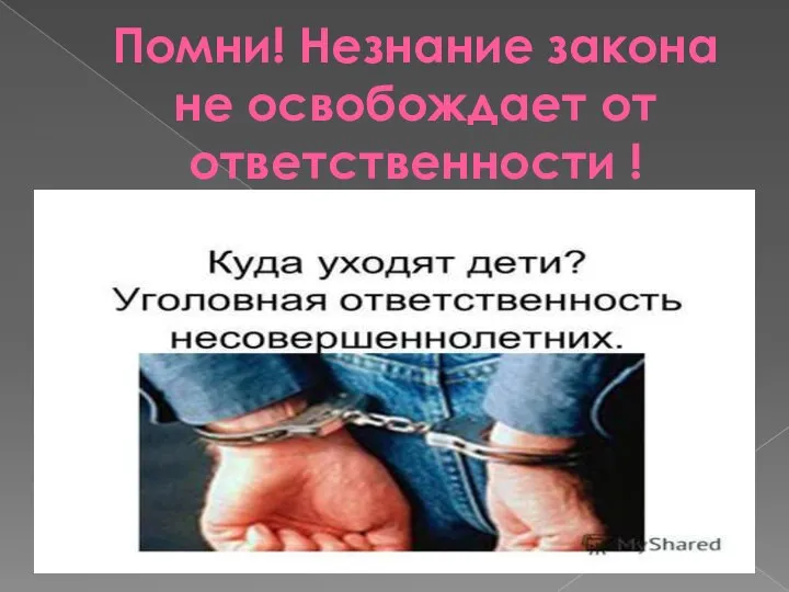 Помни! Незнание закона не освобождает от ответственности !