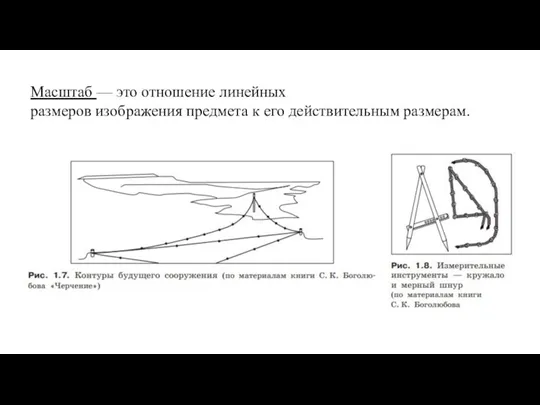 Масштаб — это отношение линейных размеров изображения предмета к его действительным размерам.