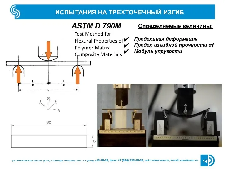 ИСПЫТАНИЯ НА ТРЕХТОЧЕЧНЫЙ ИЗГИБ ASTM D 790M Test Method for Flexural Properties