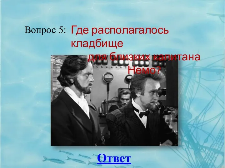 Вопрос 5: Ответ Где располагалось кладбище для близких капитана Немо?