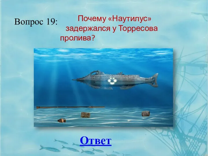 Вопрос 19: Ответ Почему «Наутилус» задержался у Торресова пролива?