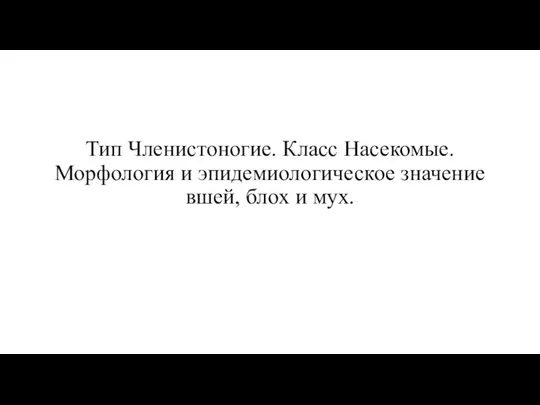 Тип Членистоногие. Класс Насекомые. Морфология и эпидемиологическое значение вшей, блох и мух.