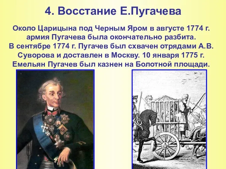 4. Восстание Е.Пугачева Около Царицына под Черным Яром в августе 1774 г.