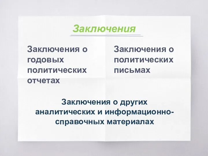 Заключения о годовых политических отчетах Заключения Заключения о политических письмах Заключения о