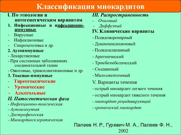 I. По этиологии и патогенетическим вариантам 1. Инфекционные и инфекционно-иммунные - Вирусные