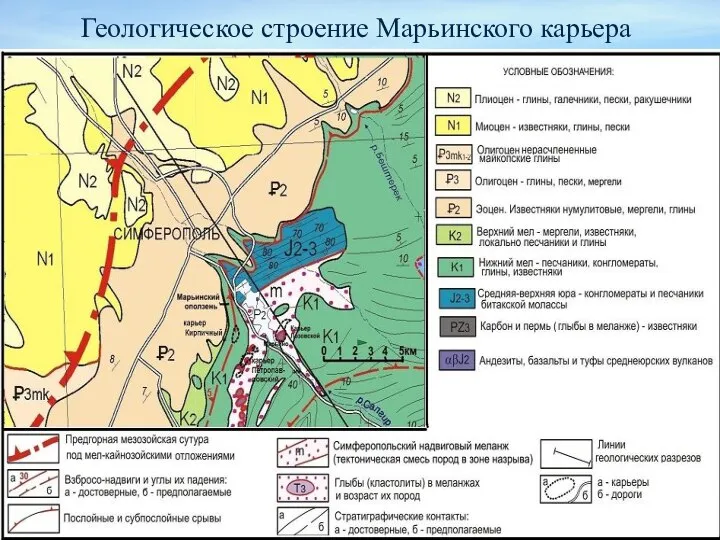 Геологическое строение Марьинского карьера