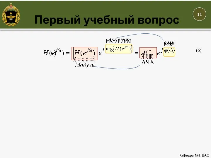 Первый учебный вопрос Кафедра №2, ВАС (6)