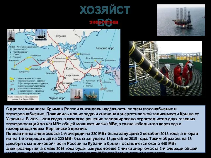 ХОЗЯЙСТВО энергетика С присоединением Крыма к России снизилась надёжность систем газоснабжения и