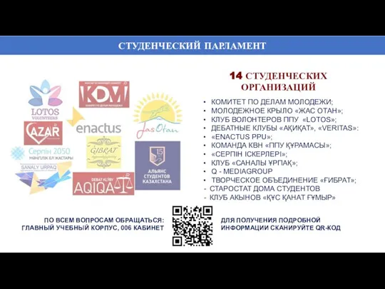 СТУДЕНЧЕСКИЙ ПАРЛАМЕНТ 14 СТУДЕНЧЕСКИХ ОРГАНИЗАЦИЙ КОМИТЕТ ПО ДЕЛАМ МОЛОДЕЖИ; МОЛОДЕЖНОЕ КРЫЛО «ЖАС