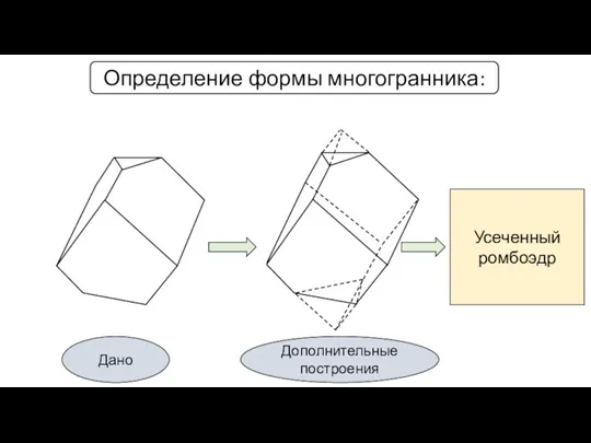 Определение формы многогранника: Дано Дополнительные построения Усеченный ромбоэдр