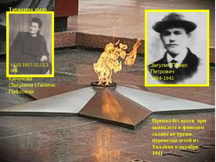 Труженик тыла 14.02.1927-22.12.2006 Пропал без вести при аваналете в финском заливе во