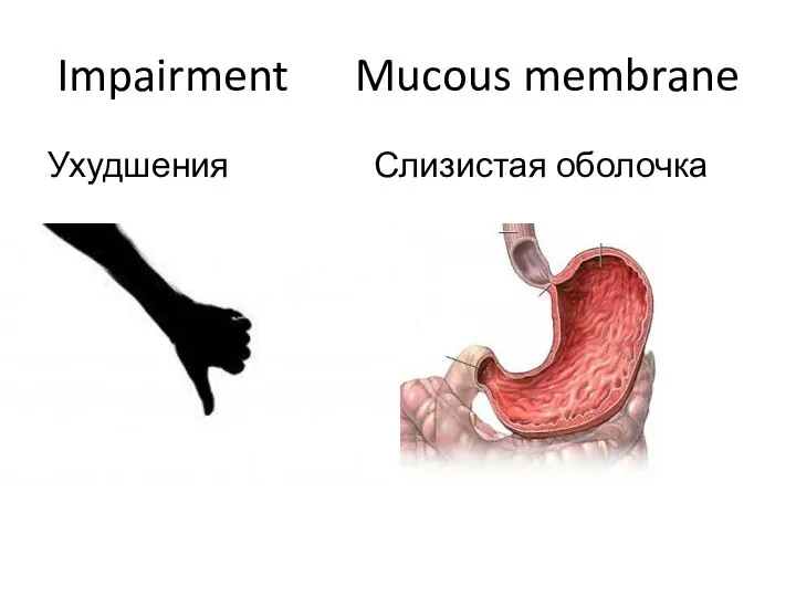 Impairment Mucous membrane Ухудшения Слизистая оболочка