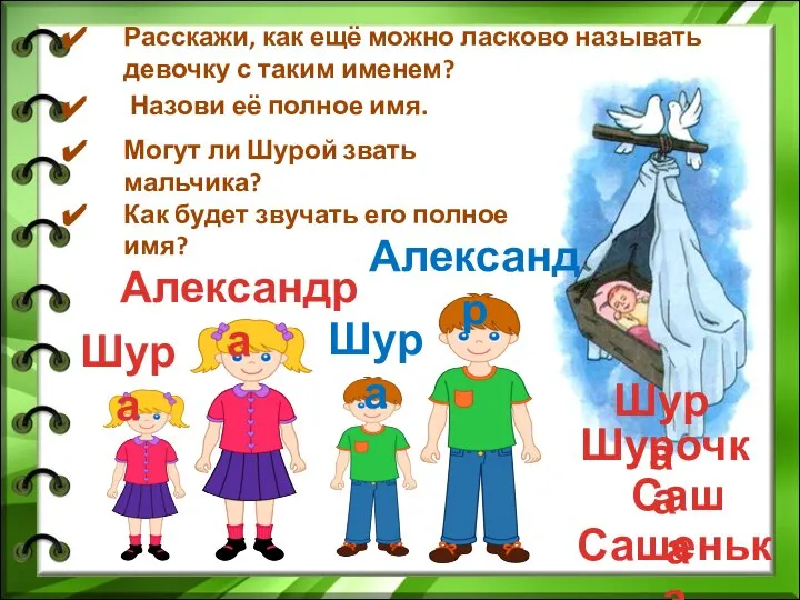 Расскажи, как ещё можно ласково называть девочку с таким именем? Назови её