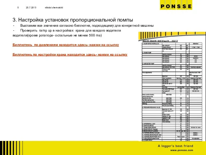 3. Настройка установок пропорциональной помпы Выставим все значения согласно биллютня, подходящему для