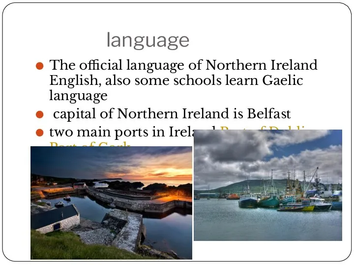 language The official language of Northern Ireland English, also some schools learn