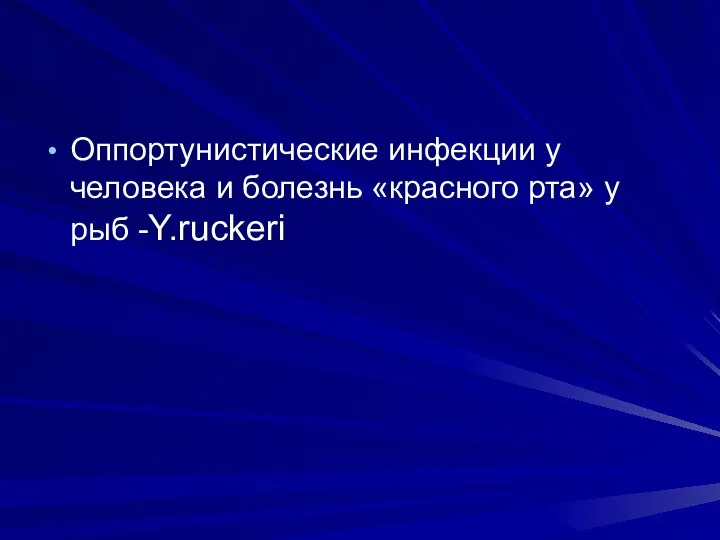 Оппортунистические инфекции у человека и болезнь «красного рта» у рыб -Y.ruckeri