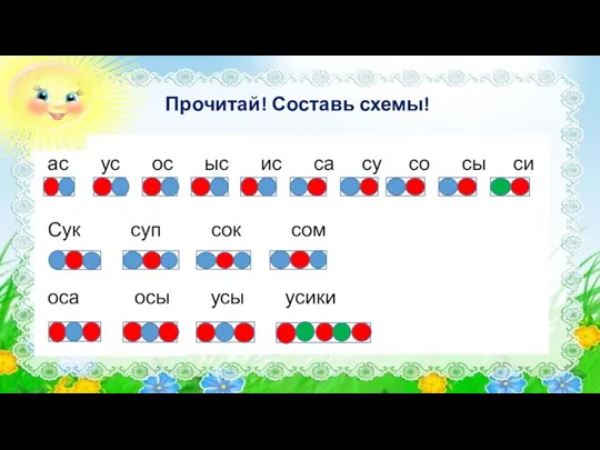 Прочитай! Составь схемы! ас ус ос ыс ис са су со сы