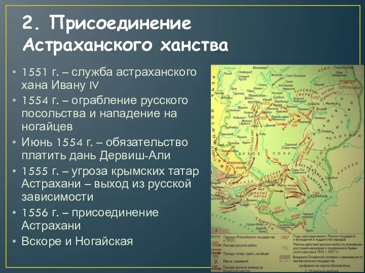 2. Присоединение Астраханского ханства 1551 г. – служба астраханского хана Ивану IV