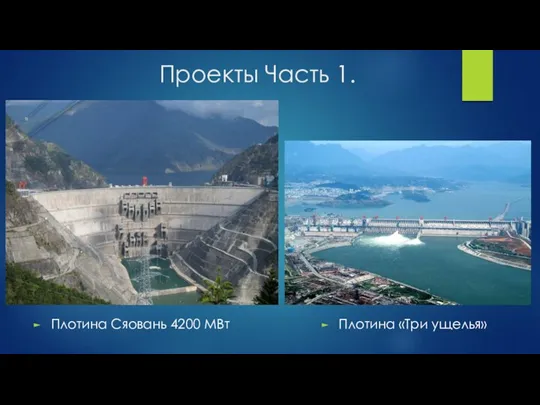 Проекты Часть 1. Плотина Сяовань 4200 МВт Плотина «Три ущелья»
