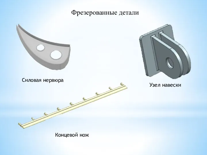 Фрезерованные детали Силовая нервюра Узел навески Концевой нож