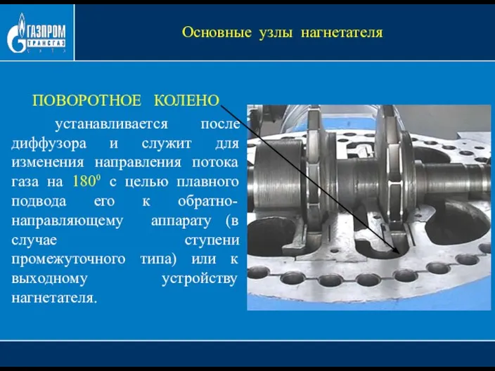 ПОВОРОТНОЕ КОЛЕНО устанавливается после диффузора и служит для изменения направления потока газа