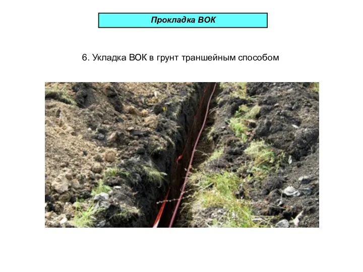 Прокладка ВОК 6. Укладка ВОК в грунт траншейным способом