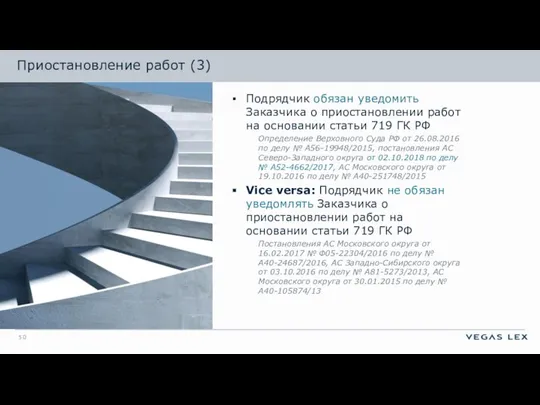 Приостановление работ (3) Подрядчик обязан уведомить Заказчика о приостановлении работ на основании